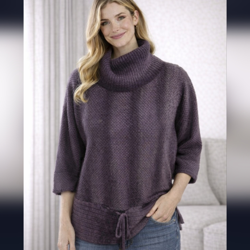 DressBarn Petite PXL Pullover Purple Turtle Neck Wool Blend